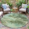Homeroots 8' Artichoke Green And Pale Aqua Round Abstract Washable Indoor Outdoor Area Rug 630635 - alternate 5