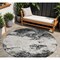 Homeroots 8' Black Gray And Ivory Round Abstract Washable Indoor Outdoor Area Rug 599462 - alternate 1