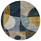 Homeroots 8' Blue Gold And Gray Round Abstract Washable Indoor Outdoor Area Rug 604490 - alternate 6