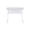 Homeroots 33" Clear and White Glass and Stainless Steel Writing Desk 524928 - alternate 2