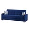 Homeroots 87" Blue Microfiber Convertible Futon Sleeper Sofa And Toss Pillows With Storage 607098 - alternate 2