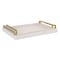 Homeroots Set of Two Off White Wood and Fabric Nested Serving Trays With Gold Handles 518600 - alternate 5