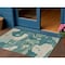 Homeroots 3' X 5' Teal Blue Ivory And Beige Abstract Washable Indoor Outdoor Area Rug 630609 - alternate 1