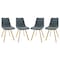 Leisuremod Markley Modern Leather Dining Chair with Gold Legs, Peacock Blue, 4PK MCG18BU4 - alternate 1