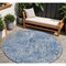 Homeroots 8' Navy Blue And Ivory Round Geometric Washable Indoor Outdoor Area Rug 594577 - alternate 1