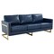 Leisuremod Lincoln Upholstered Leather Sofa with Gold Frame, Navy Blue LA83BU-L - alternate 1