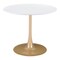 Homeroots 35" White And Gold Rounded Steel Pedestal Base Dining Table 386246 - alternate 4