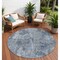 Homeroots 8' Round Blue Round Abstract Washable Non Skid Indoor Outdoor Area Rug 564238 - alternate 1