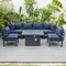 Leisuremod Chelsea 7-Piece Patio Sectional And Fire Pit Table Black Aluminum With Blue Cushions CSFBL-7BU - alternate 8