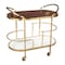 Homeroots 32in Brown Gold And White Iron Solid Wood and Marble Oval Rolling Bar Cart 668800 - alternate 5