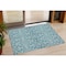 Homeroots 3' X 5' Teal Blue And Ivory Damask Washable Indoor Outdoor Area Rug 595193 - alternate 1