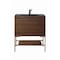 James Martin Vanities 31.5'' Single Vanity, Mid-Century Wlnt, Champagne Brass Base w/ Charcoal Black Composite Stone Top 805-V31.5-W-CB-CH - alternate 1