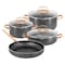 Korkmaz Galaksi 7 Piece Non Stick Aluminum Cookware Set in Black and Rose Gold A1372 - alternate 1