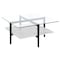 Homeroots 32" White And Black Glass And Steel Square Coffee Table With Shelf 521993 - alternate 1
