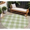 Homeroots 8' Artichoke Green And Gray Round Plaid Washable Indoor Outdoor Area Rug 595363 - alternate 1