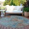 Homeroots 8' Teal Blue And Brown Round Abstract Washable Indoor Outdoor Area Rug 609396 - alternate 3