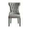 Homeroots Set of Two Tufted Light Gray and Espresso Linen Wing Back Dining Side Chairs 543543 - alternate 4