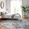 Homeroots 8' Navy Blue And Sky Blue Round Floral Washable Indoor Outdoor Area Rug 583102 - alternate 5