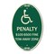 Signmission Penalty - $100 - $500 Fine - Tow-Away Zone, 12 In X 18 In Architectural Oval, Heavy Gauge Aluminum A-OV-G-1218-23330 - alternate 1