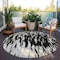 Homeroots 8' Black And Ivory Round Abstract Washable Indoor Outdoor Area Rug 612637 - alternate 5