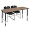 Regency Kee Adjustable Classroom Table W/ 2 Zeng Stack Chairs, 72 in W, 30 in L, Noble Oak MT7230NOAPBK44BK - alternate 1