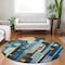 Homeroots 8' Blue Ivory And Copper Round Geometric Washable Indoor Outdoor Area Rug 604502 - alternate 2