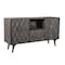 Homeroots 55in Dark Gray Carved Geometric Distressed Solid Wood Enclosed and Open Storage TV Stand 489509 - alternate 4