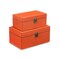 Homeroots Set of Two Orange Wood And Fabric Box With Lid, 2PK 489393 - alternate 5