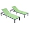 Leisuremod Marlin Patio Chaise Lounge Chair with Black Aluminum Frame, Green, 2PK MLBL-77G2 - alternate 1