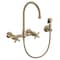 Whitehaus Collection Vintage III Plus Wall Mount Faucet with a  Long Gooseneck Swivel Spout, and Solid Brass Side Spray WHKWCR3-9301-NT-AB - alternate 1