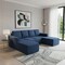 Homeroots 72" Navy Blue Fabric Modular Sleeper Sofa Chaise 568269 - alternate 4
