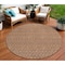 Homeroots 8' Orange And Taupe Round Striped Washable Indoor Outdoor Area Rug 610560 - alternate 1