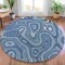 Homeroots 8' Blue And Ivory Round Geometric Washable Indoor Outdoor Area Rug 631379 - alternate 5