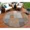 Homeroots 8' Chocolate And Gray Round Striped Washable Indoor Outdoor Area Rug 581703 - alternate 1