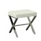 Homeroots 20in Off White and Silver Tufted Faux Leather and Metal Upholstered Bench 733244 - alternate 5