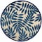 Homeroots 8' Navy Blue And Ivory Round Botanical Leaves Indoor Outdoor Area Rug 546666 - alternate 4