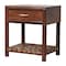 Homeroots 20" Chestnut Solid Wood One Drawer Nightstand With Leather Shelf 651553 - alternate 6