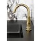 Kingston Brass One-Handle Single-Hole Bathroom Faucet with Deck Plate and Push Pop-Up Drain, Brushed Brass KSD2217KL - alternate 2