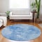 Homeroots 8' Denim Blue And Sky Blue Round Nautical Washable Indoor Outdoor Area Rug 581727 - alternate 5