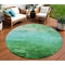 Homeroots 8' Green And Teal Blue Round Striped Washable Indoor Outdoor Area Rug 610885 - alternate 1