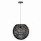 Jonathan Y Luna 15.75" 1-Light Bohemian Modern Woven Rattan/Iron LED Pendant, Black JYL6503C - alternate 7