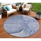 Homeroots 8' Sky Blue And Indigo Round Floral Washable Indoor Outdoor Area Rug 582244 - alternate 1