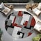 Homeroots 8' Gray Ivory And Red Round Geometric Washable Indoor Outdoor Area Rug 613213 - alternate 6