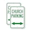 Signmission Church Parking With Bidirectional Arrow, 12'' X 18'' 2 Signs, Heavy Gauge Aluminum, 2PK A-1218-2PACK-24273 - alternate 1