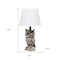 Homeroots 20" Brown And White Geometric Table Lamp With White Drum Shade 643467 - alternate 1
