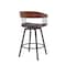 Homeroots 27" Black Faux Leather And Metal Swivel Low Back Counter Height Bar Chair 534449 - alternate 6