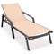 Leisuremod Marlin Patio Chaise Lounge Chair with Armrests in Black Aluminum Frame, Light Brown MLABL-77LBR - alternate 1
