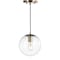 Jonathan Y Bleecker 7.75" Metal/Glass Globe LED Pendant, Clear/Brass JYL9528C - alternate 7