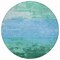 Homeroots 8' Teal Blue And Aqua Round Striped Washable Indoor Outdoor Area Rug 610909 - alternate 5