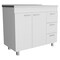 Homeroots 39in Silver and White Wood Console Accent Cabinet With Two Doors And Three Drawers 477688 - alternate 3